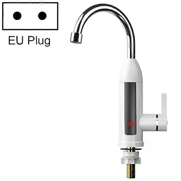 Instant Hot Electric Faucet-Smart Digital Display,EU Plug,White-White