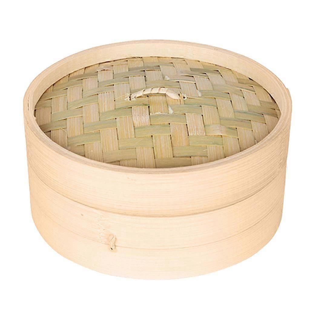 Bamboo Food Steamer Set, 18cm Natural Bamboo Steamers for Healthy Cooking, Dim Sum and Vegetable Steaming