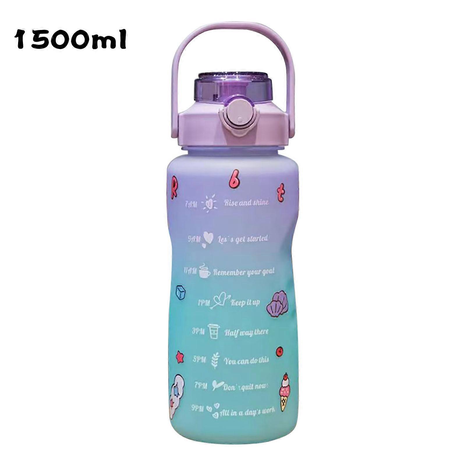 Gradient Water Bottle BPA-Free 1.5/2L Drinking Bottle with Straw for Fitness
