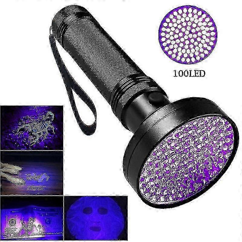 Uv 100 Leds Flashlight 395nm Ultra Violet Torch Light Lamp Blacklight Detector Aoba