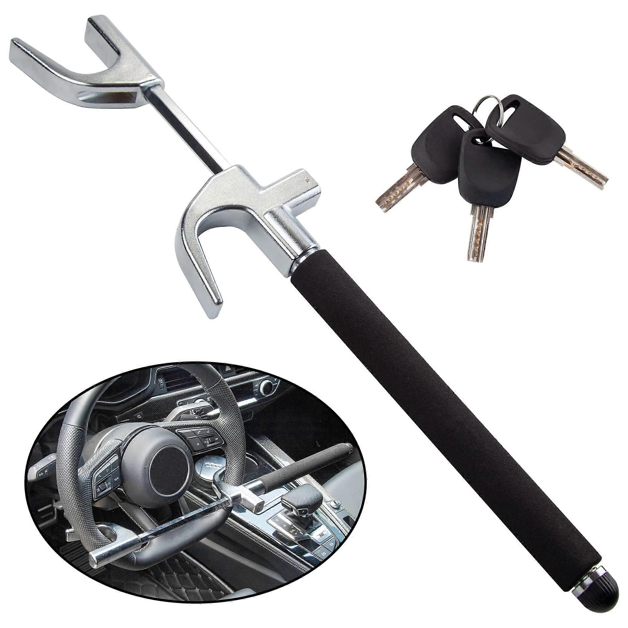 Cartman 3 in 1 steering wheel lock vehicle anti -theft anti -lock emergency hammer cutter own defense heavy lyly adjustable long
