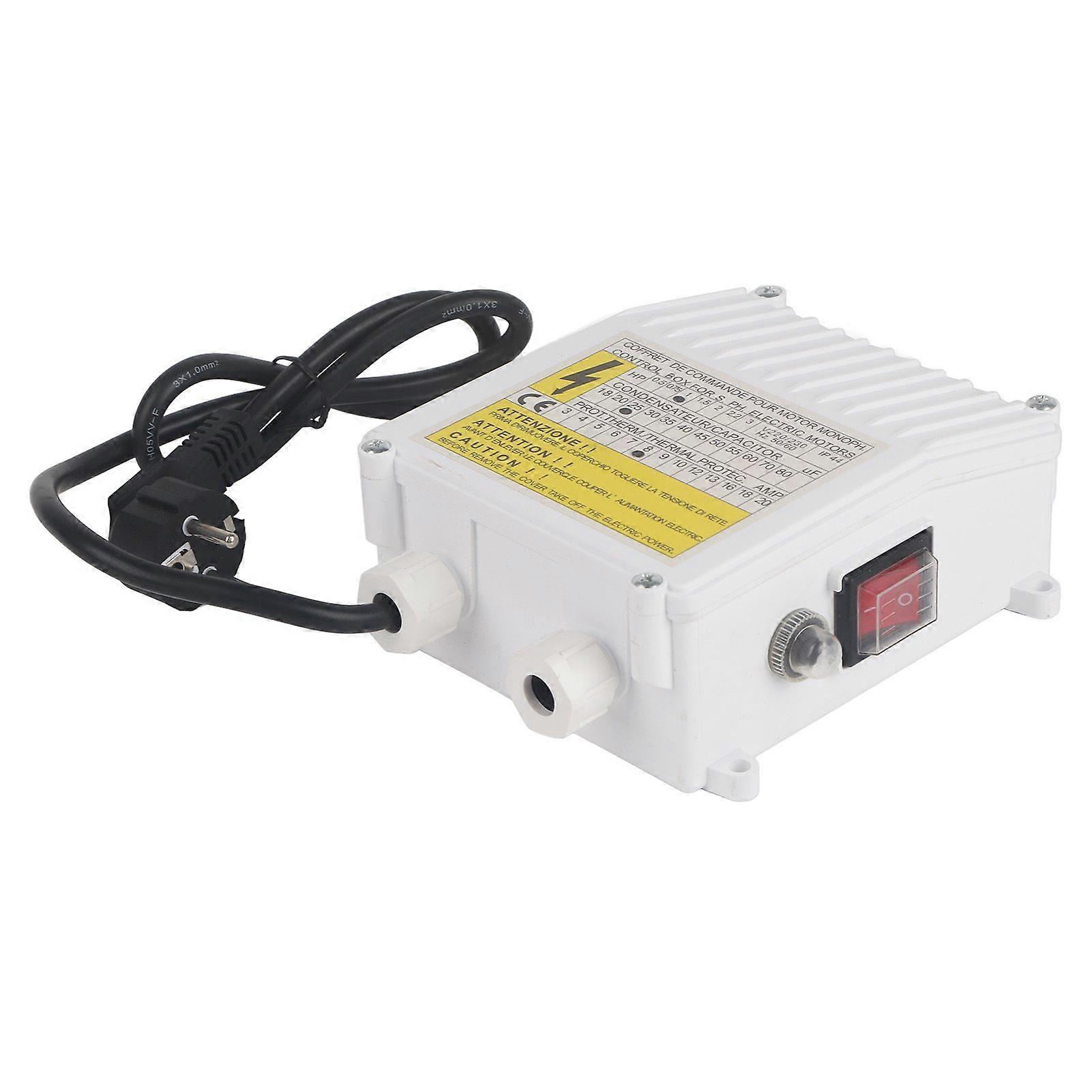 Pump Control Box Bulit in Thermal Protection Circuit Breaker Controller for Deep Well Submersible Household Suction Pumps 0.75KW 1HP 40uf 18A EU Plug
