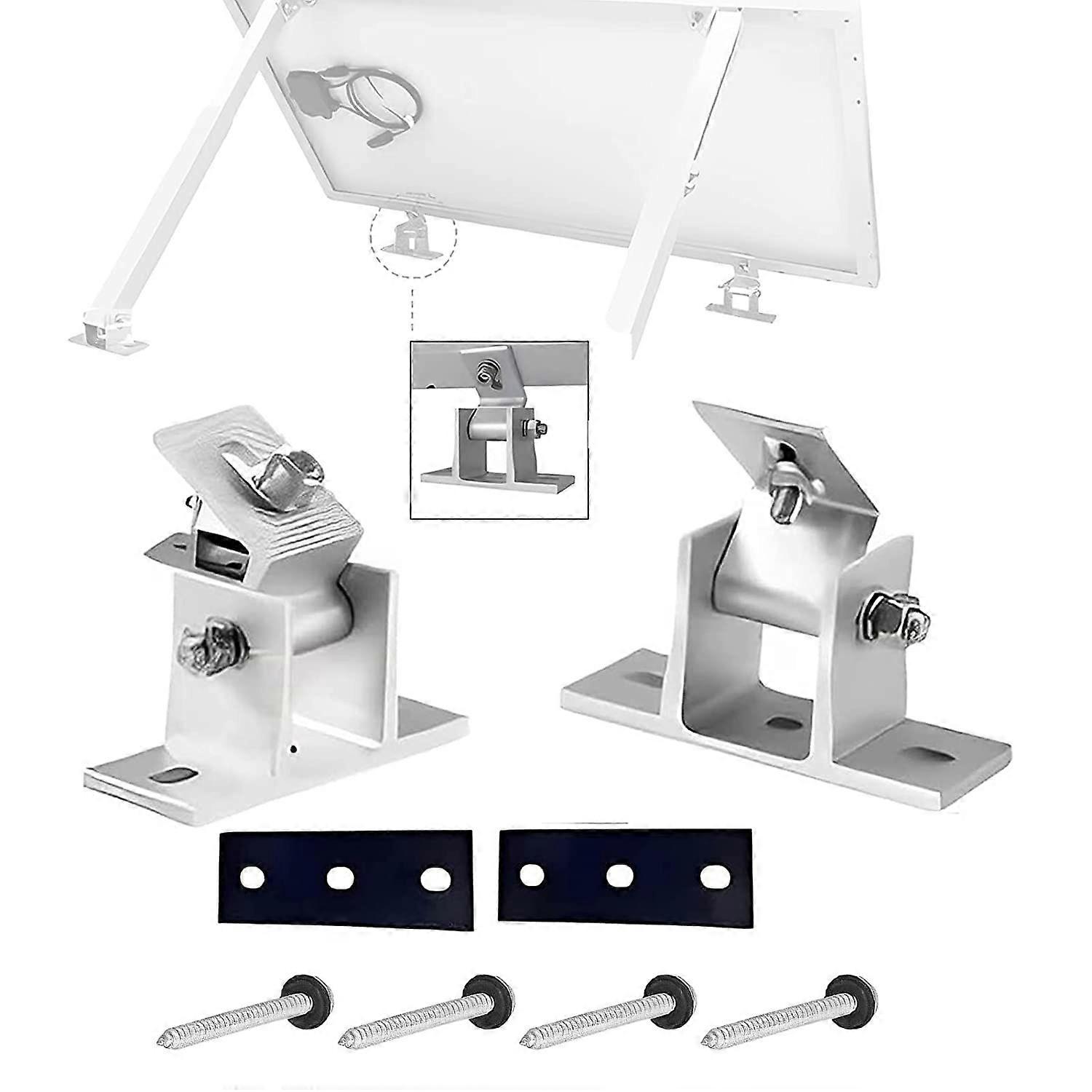 Solar Panel Bracket, Solar Panel Holder End Clamp Kit, Stand Solar Module 0-60 Individually Adjustable Flat Roof Mounting Angle