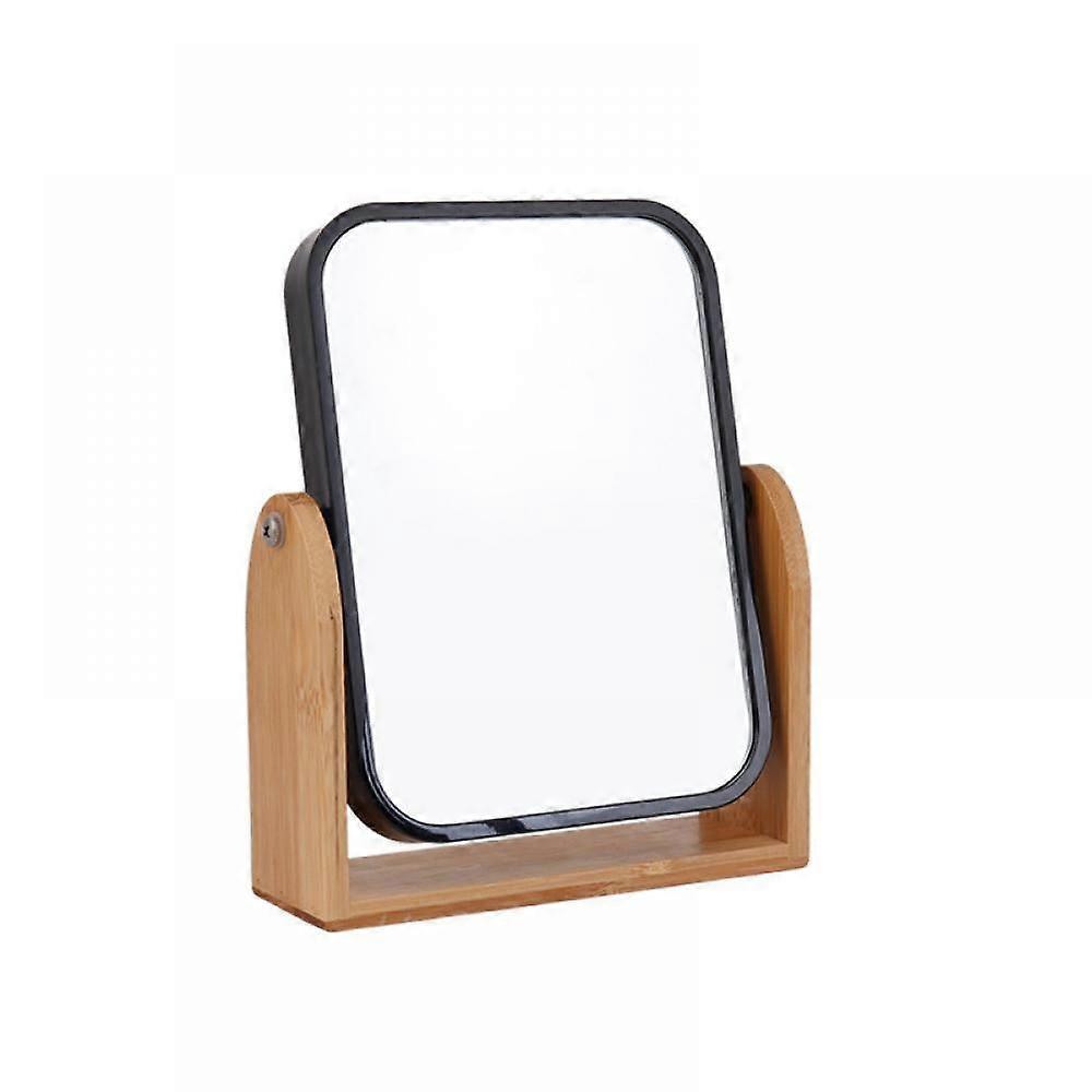 Vanity Makeup Mirror with Natural Bamboo Stand,DoubleSided 360 Degree Swivel Magnifying Mirror,Portable Table Desk Countertop Mirror Bathroom Shaving 
