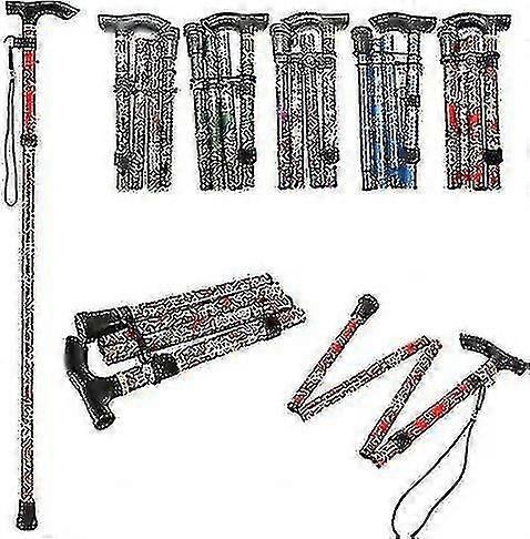 عصا مشي قابلة للطي، مصنوعة من الألومنيوم بتصميم زهور، مناسبة للمشي لمسافات طويلة والتخييم، كما أنها تساعد على الحركة بشكل متين