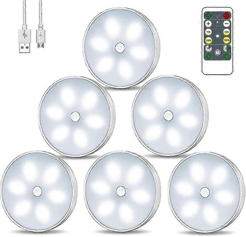 Motion Sensor Night Light With Remote Control, Indoor Cabinet Lighting Usb Rechargeable(6 Pack)--