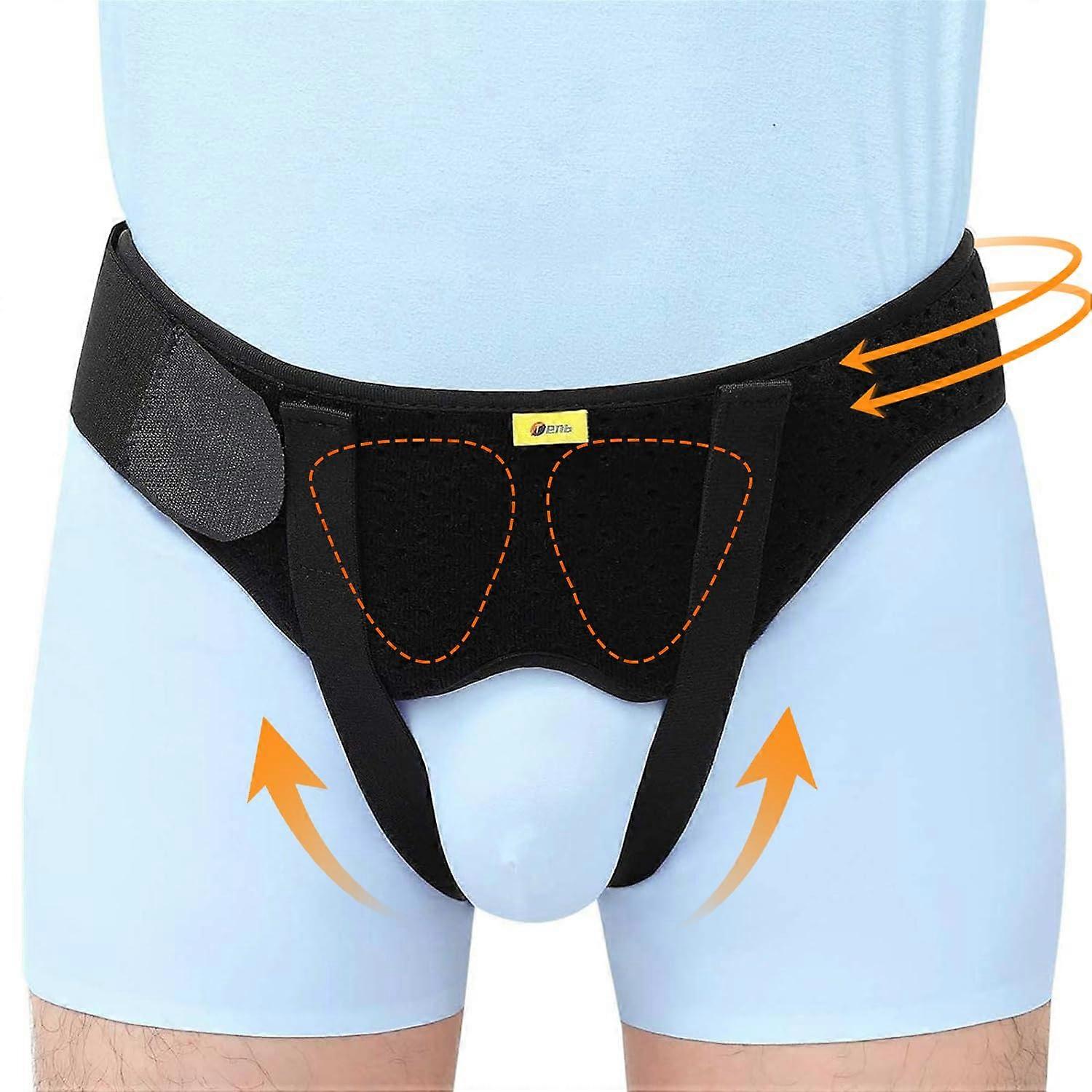 Hernia Belt for Men with Adjustable Waist Strap, X-Large Size, Breathable Material, Includes 2 Removable Compression Pads