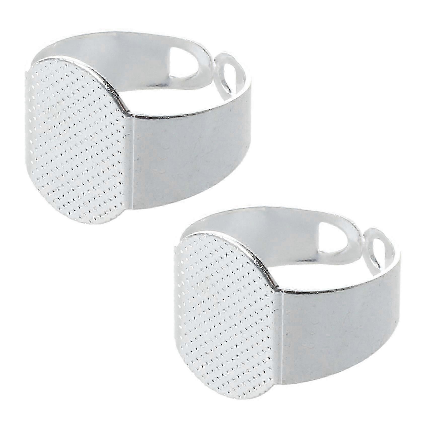 20 PCS 15 mm Silver Crafting Oval Adjustable Ring Holder