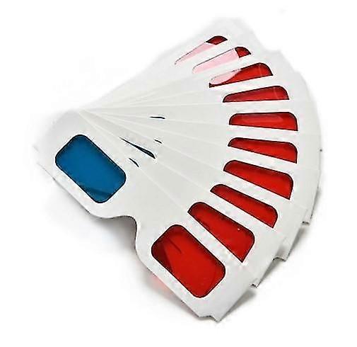 Blue Handcart 10 Pairs of Red/Cyan Cardboard 3D Glasses(White Frame)