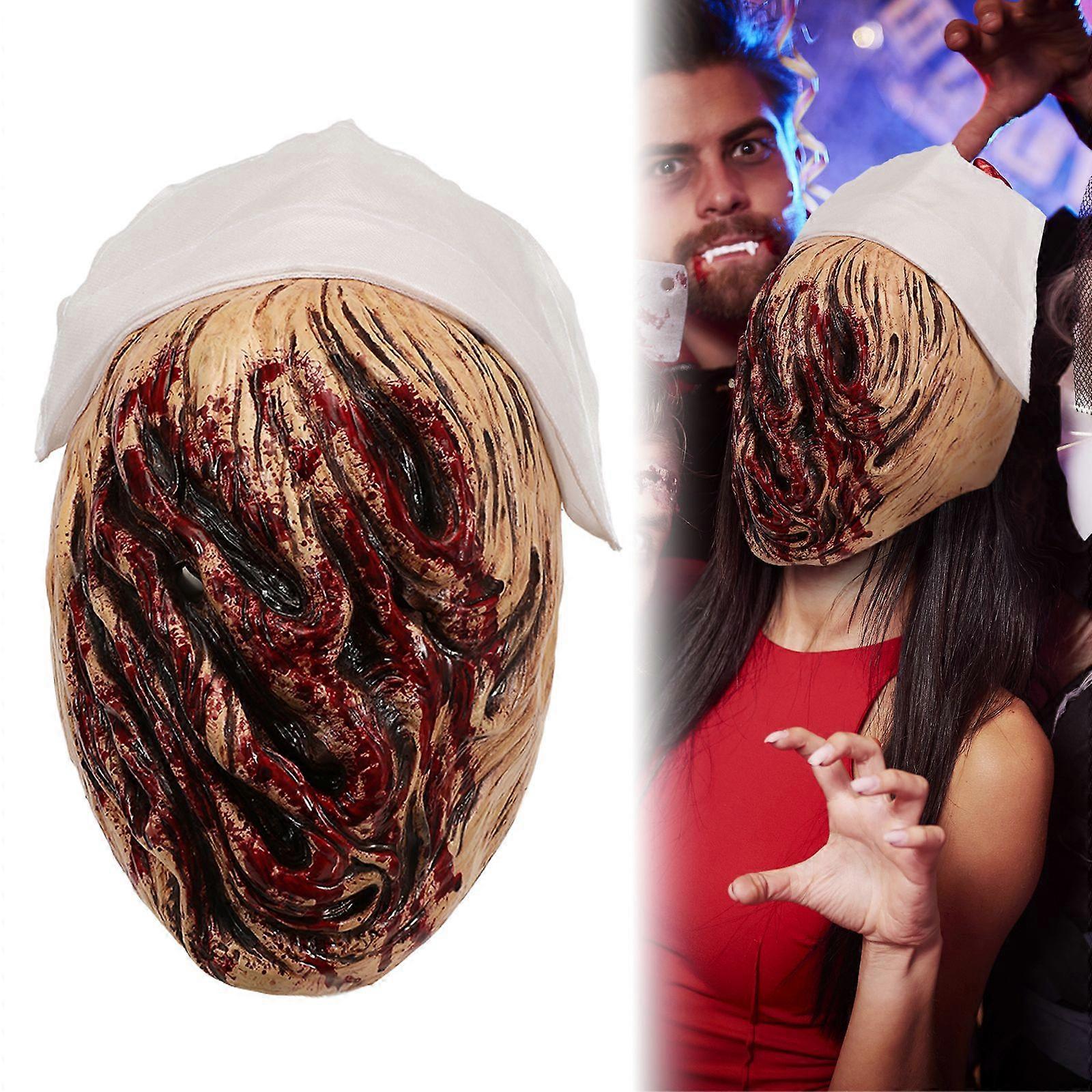 Horror rotten face nurse latex mask