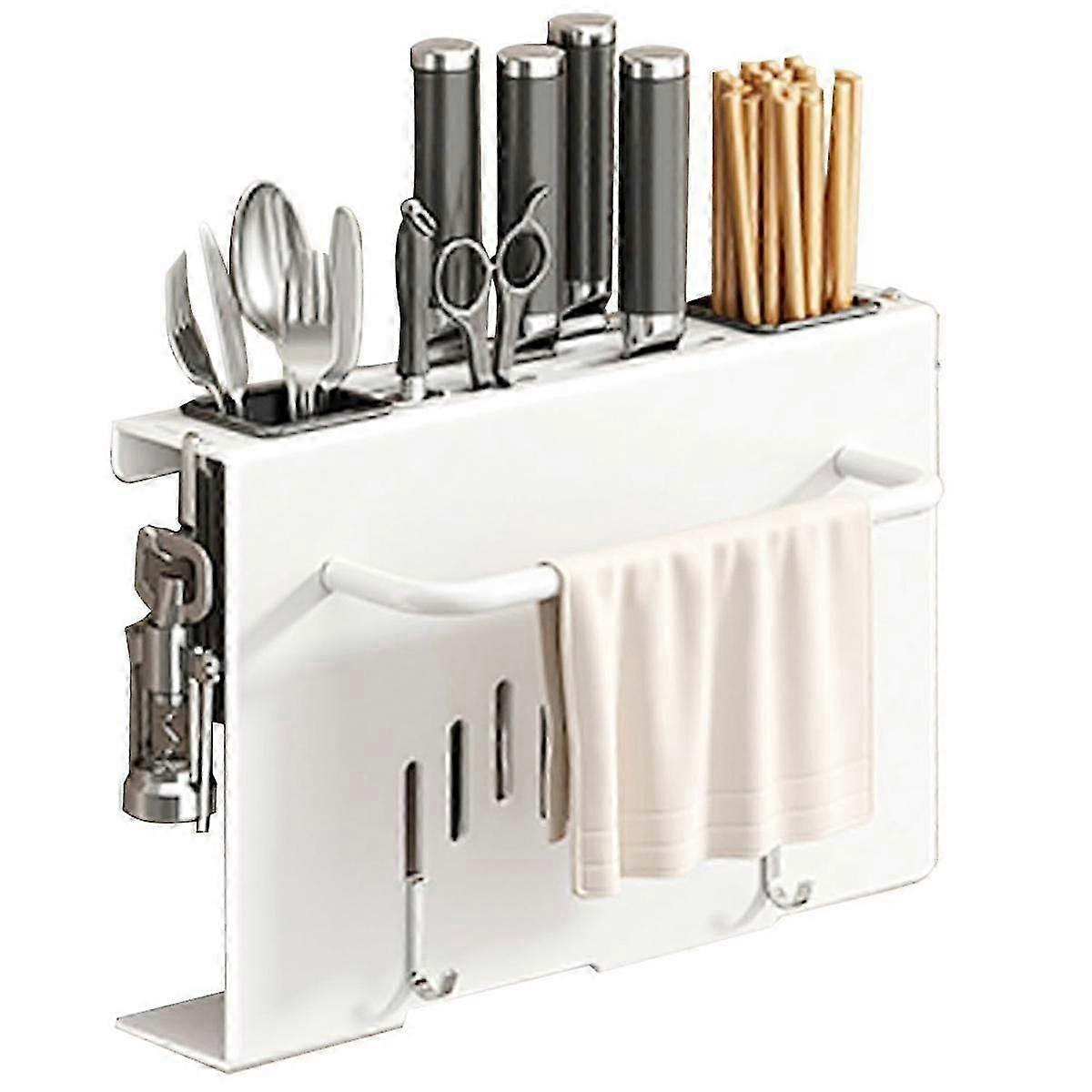 Wall Mount Utensil Holder,Kitchen Utensil Rack,Multi-Use Hanging Storage Organizer Rack with Choppi
