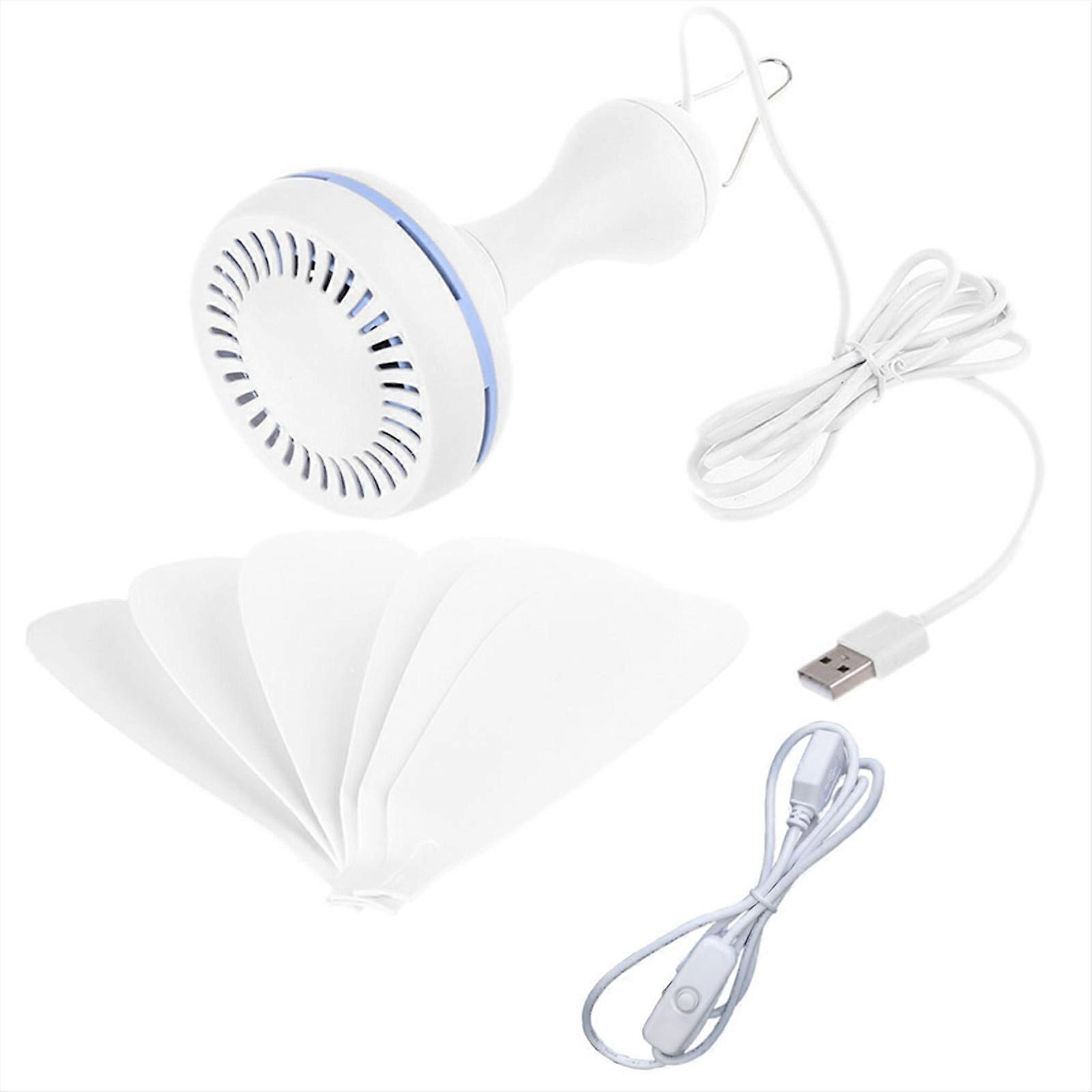 Silent 6 Leaves USB Powered Canopy Ceiling Fan with Power Switch Hanging Fan for Outdoor Camping Home Bed Tent Dorm