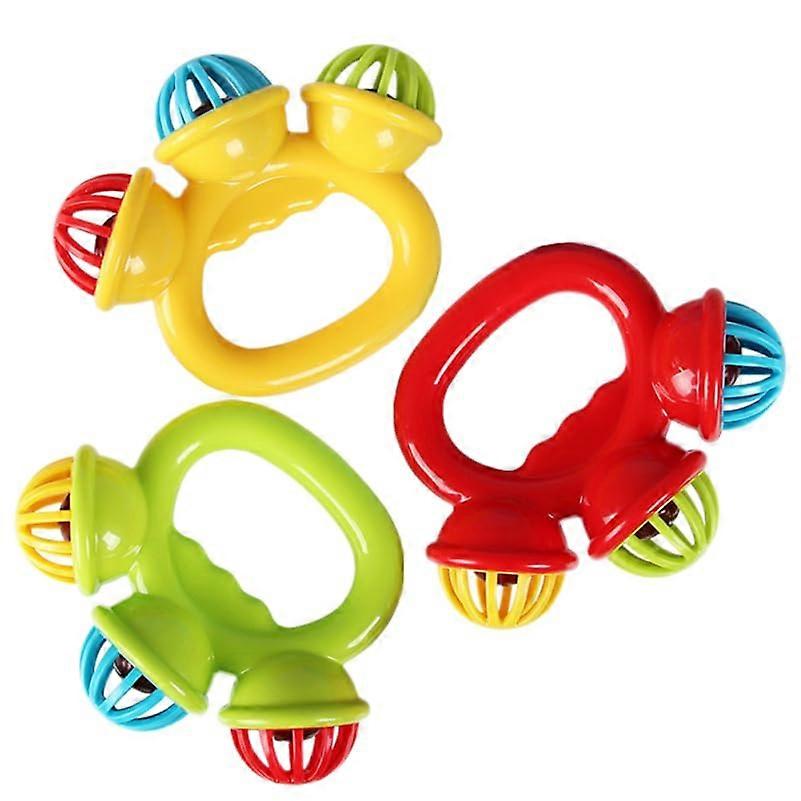 Sleigh Bells 3 Piece Hand Bell Set For Toddlers And Baby Rhythm Sticks Jingle Bell Toy Percussion Shaker Bells