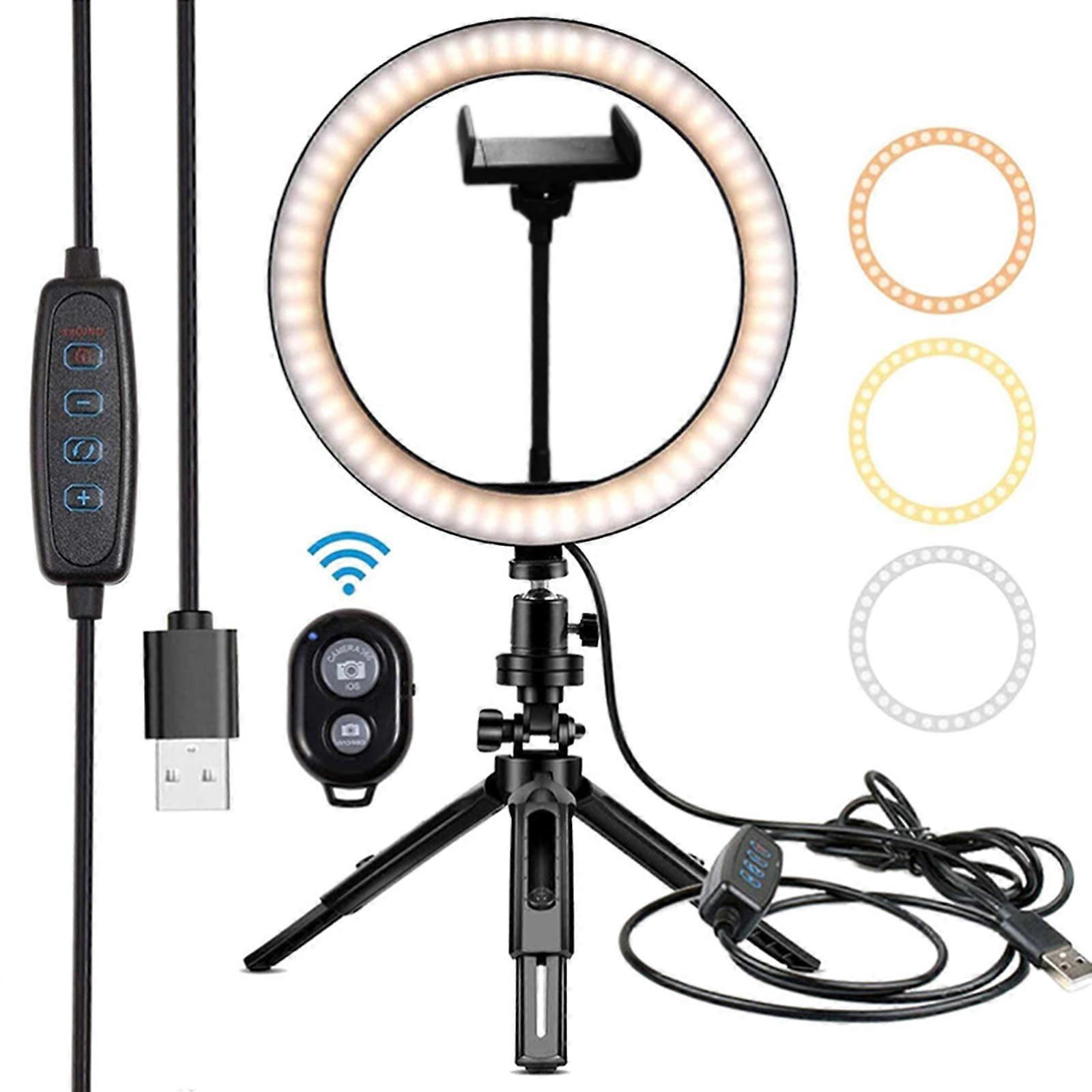 Live Streaming Fill Light Bracket Selfie Ring Lamp with Tripod Stand Cellphone Holder Phone Vlog Video Photography Light