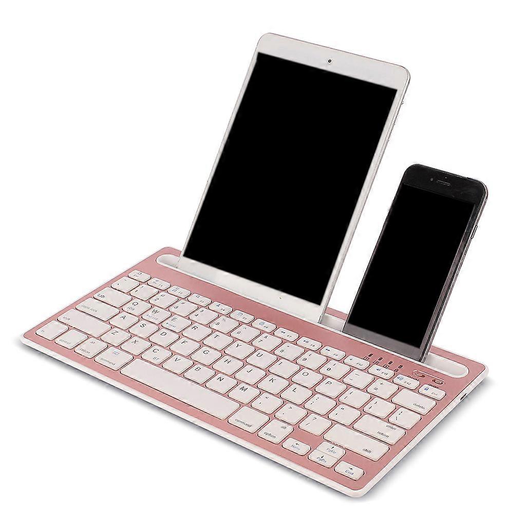 Wireless Bluetooth-compatible Multi-device Mobile Phone Multi-device Tablet Keyboard Charge for 2 Hours Support  Rose gold