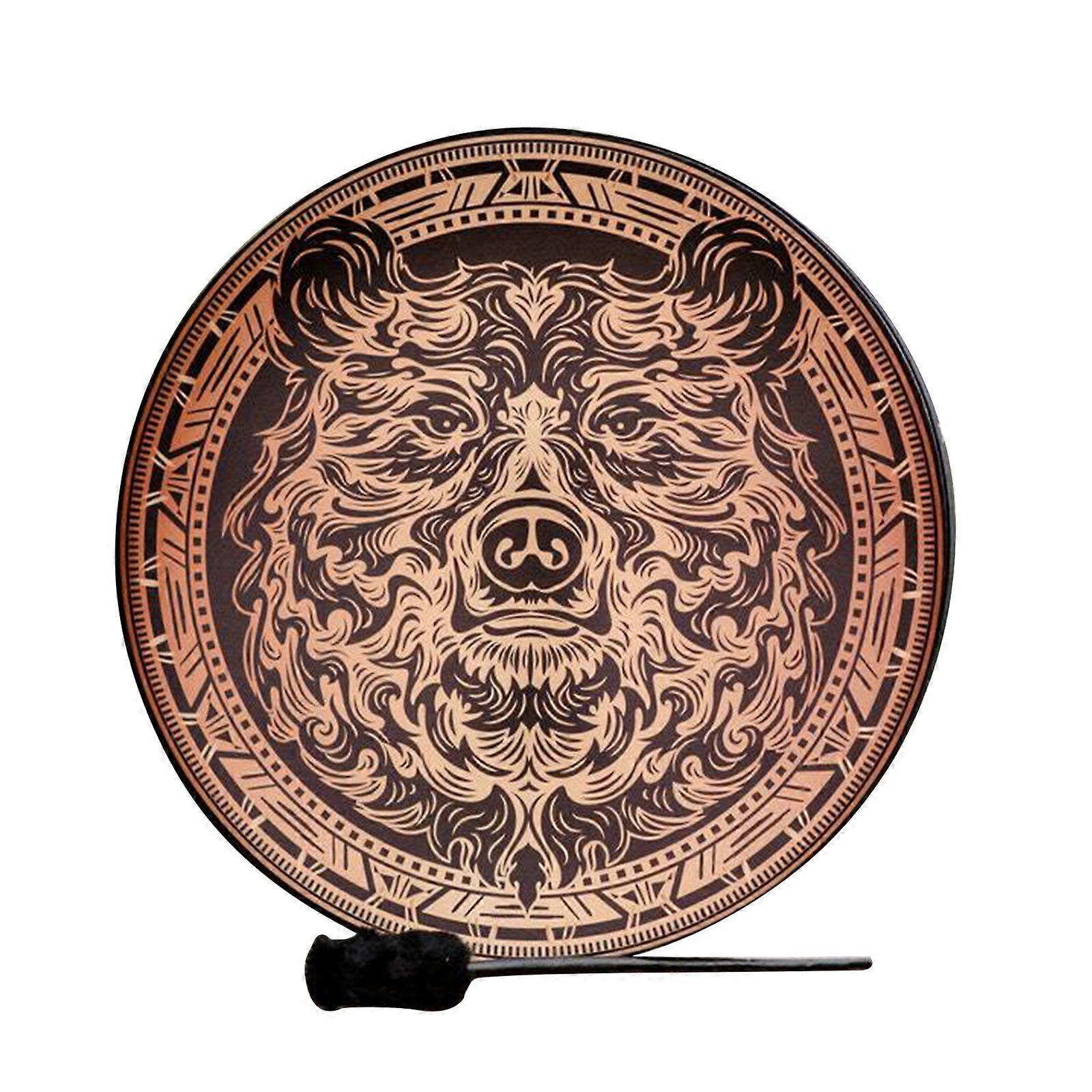 Mysterious Bear Pattern Shaman Drum Sound Healing Hand Drum With Drum Stick Shaman Drum Soul Gift for Music Lovers
