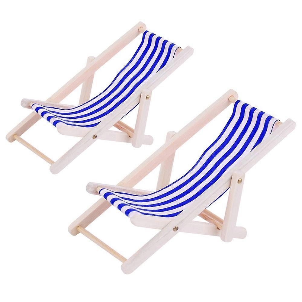 2 PCS Beach Lounge Chair Simulation Model Beach Lounge Chair(Royal Blue)