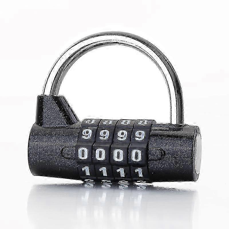 1 Pack Weatherproof 4 Digit Resettable Combination Padlock Metal Plating Black