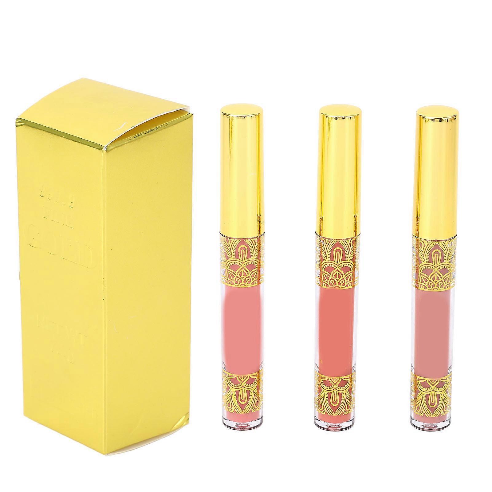 3pcs Matte Gloss Lipstick Long Lasting Wear 2.5ml Non Stick Cup Lightweight Waterproof Soft Matte Lip Cream 07 08 09
