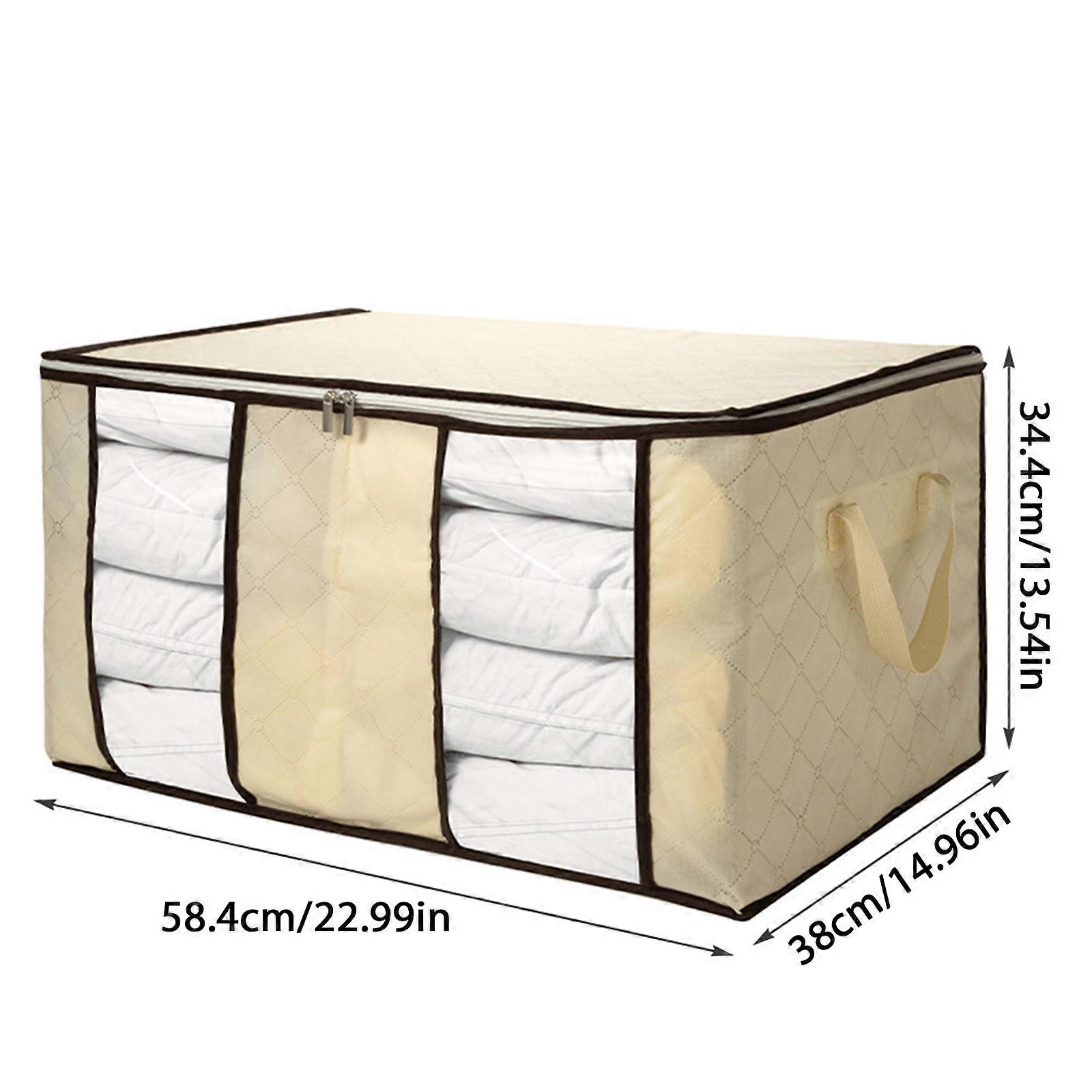 Foldable Clothes Storage Bag Double Zipper Design Convenient Practical Home Quilt Organizer with Handles Easy Carrying grey