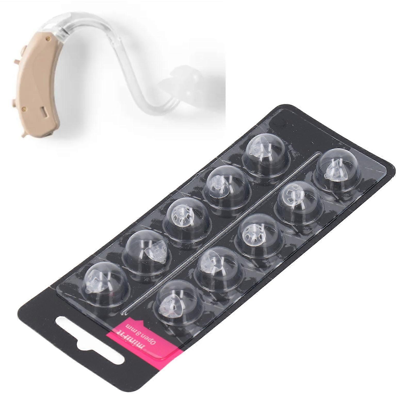20pcs Hearing Instruments Dome Open Ear Tip Highly Transparent Single Layer Silicone Hearing Instruments Ear Tip for Minifit 8mm 