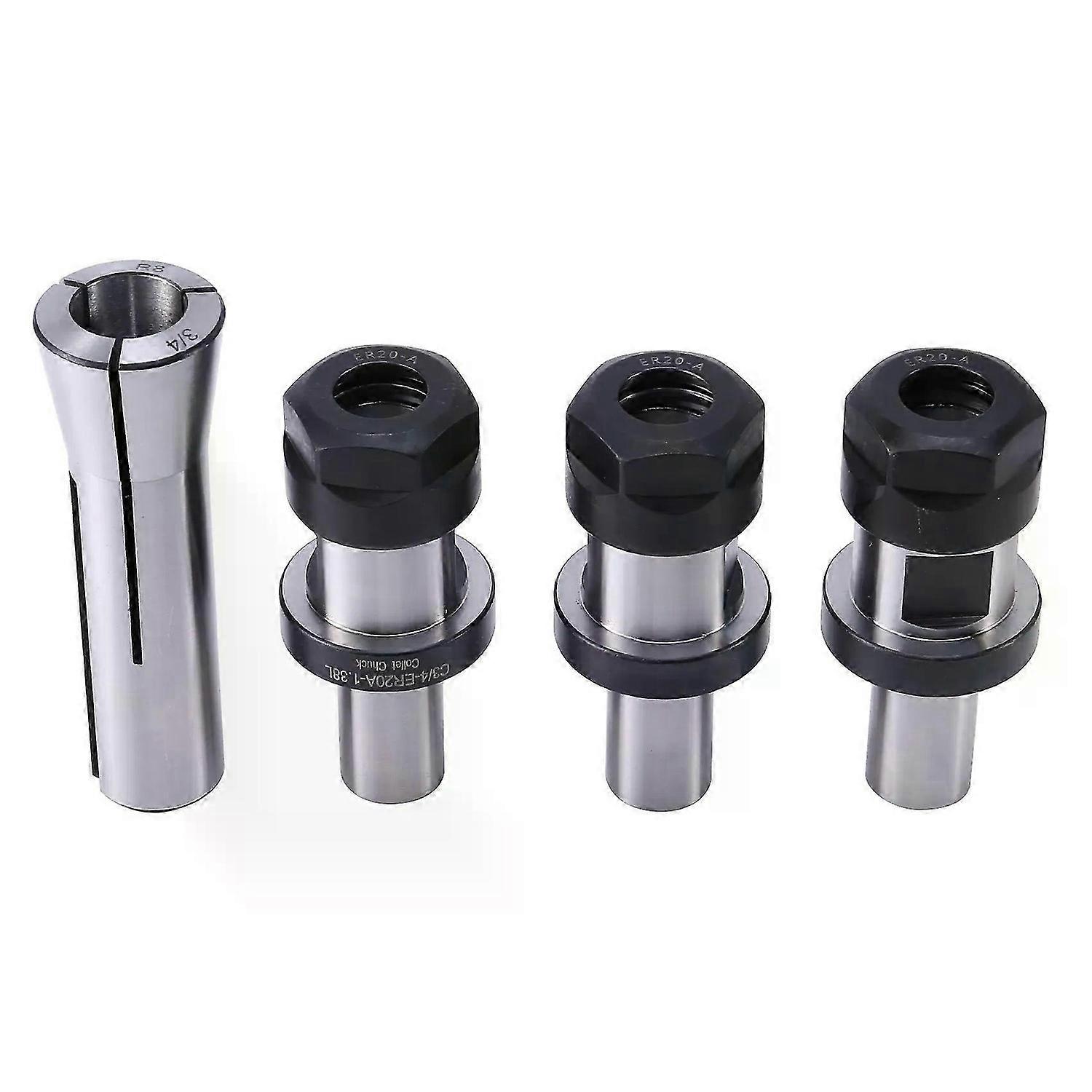 3 Pieces of 3/4 ER20 138 Chuck Chuck + 1Pc R8 Chuck 3/4 with Flat TTS System Kit Tool Holder