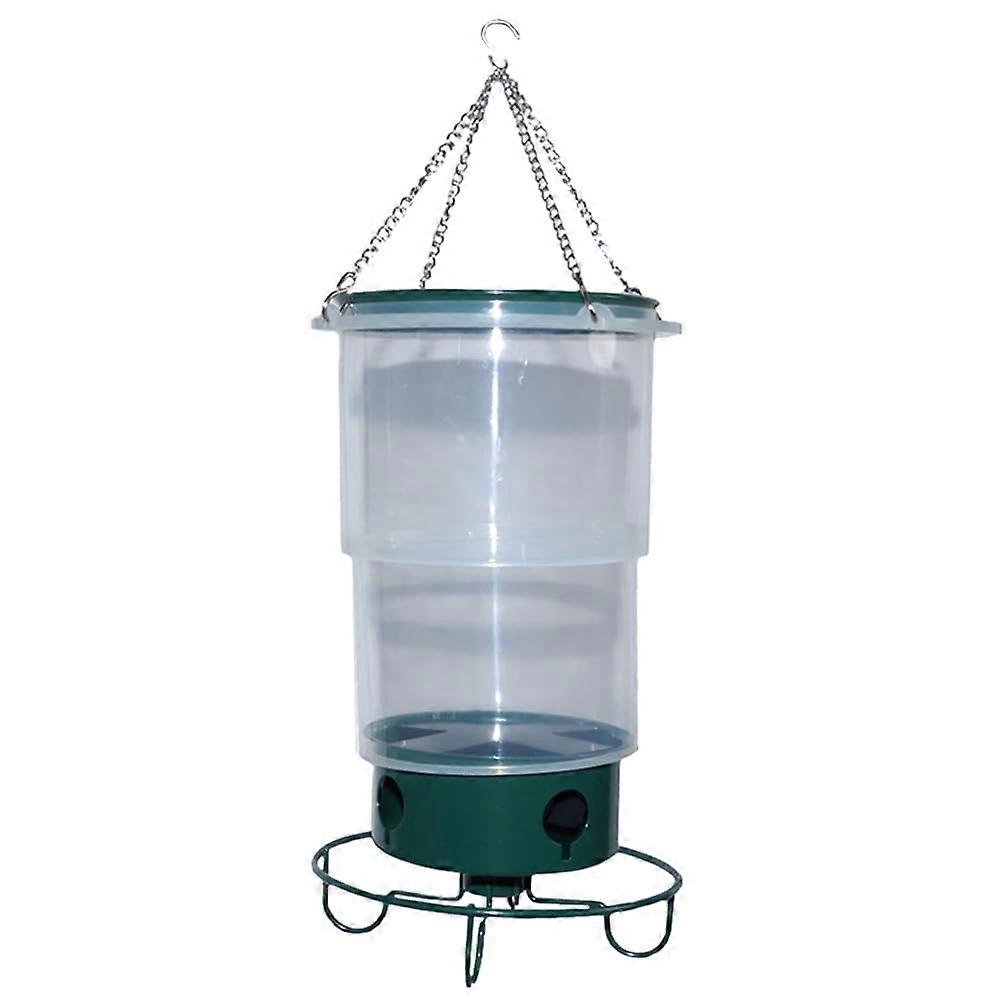 Bird Feeder Station with Telescopic Hanger, Birdhouse in Green and Transparent, 1 Piece, Weatherproof, 2-in-1 Design