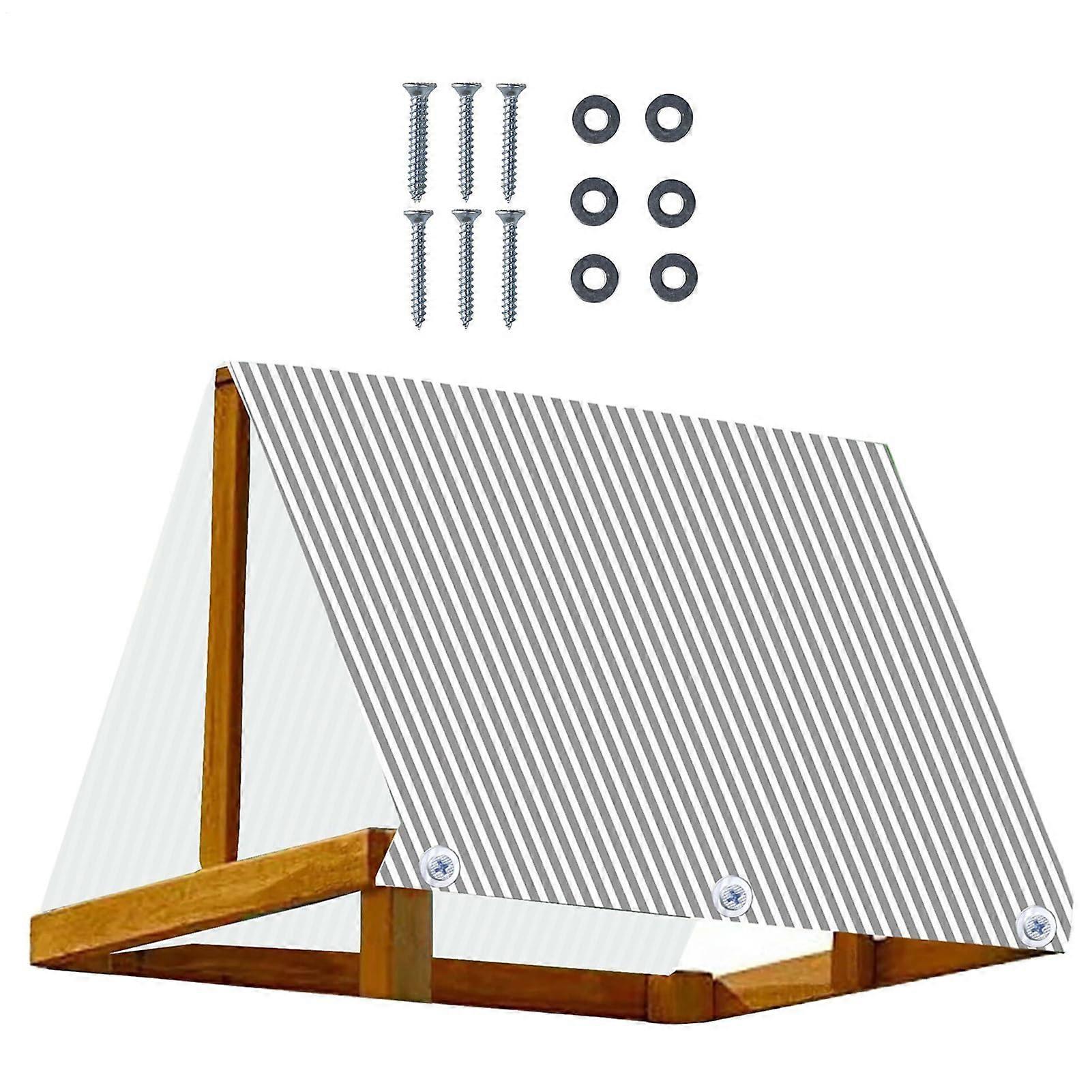 Playset TARP Replacement Canopy, Waterproof Sunshade for Swing Set, Black and White Striped Playground Shade Sail for Kids