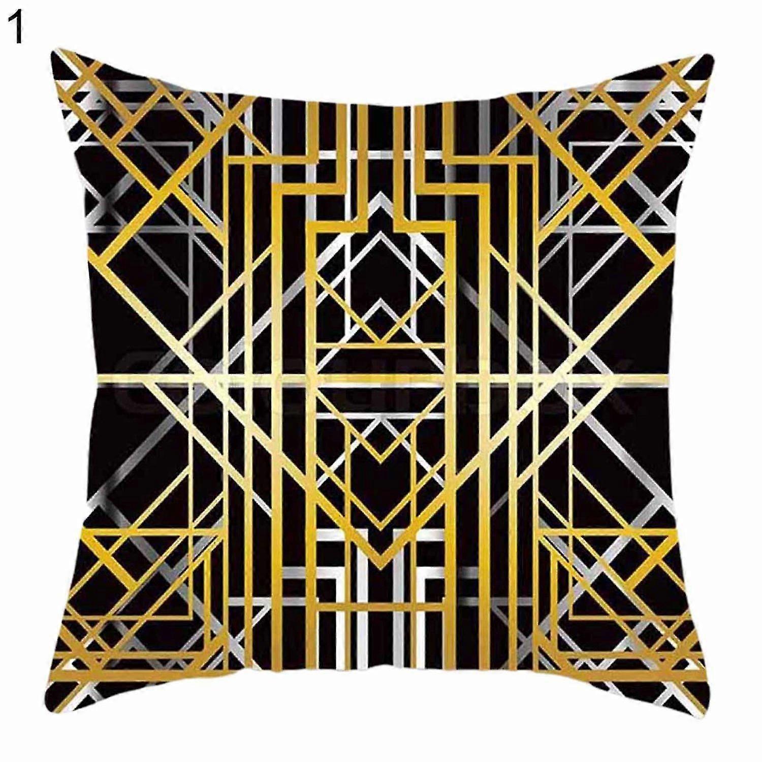 Pillow Slipcover Soft Texture Anti-scratch Polyester Geometric Printed Cushion Throw Cover Furniture