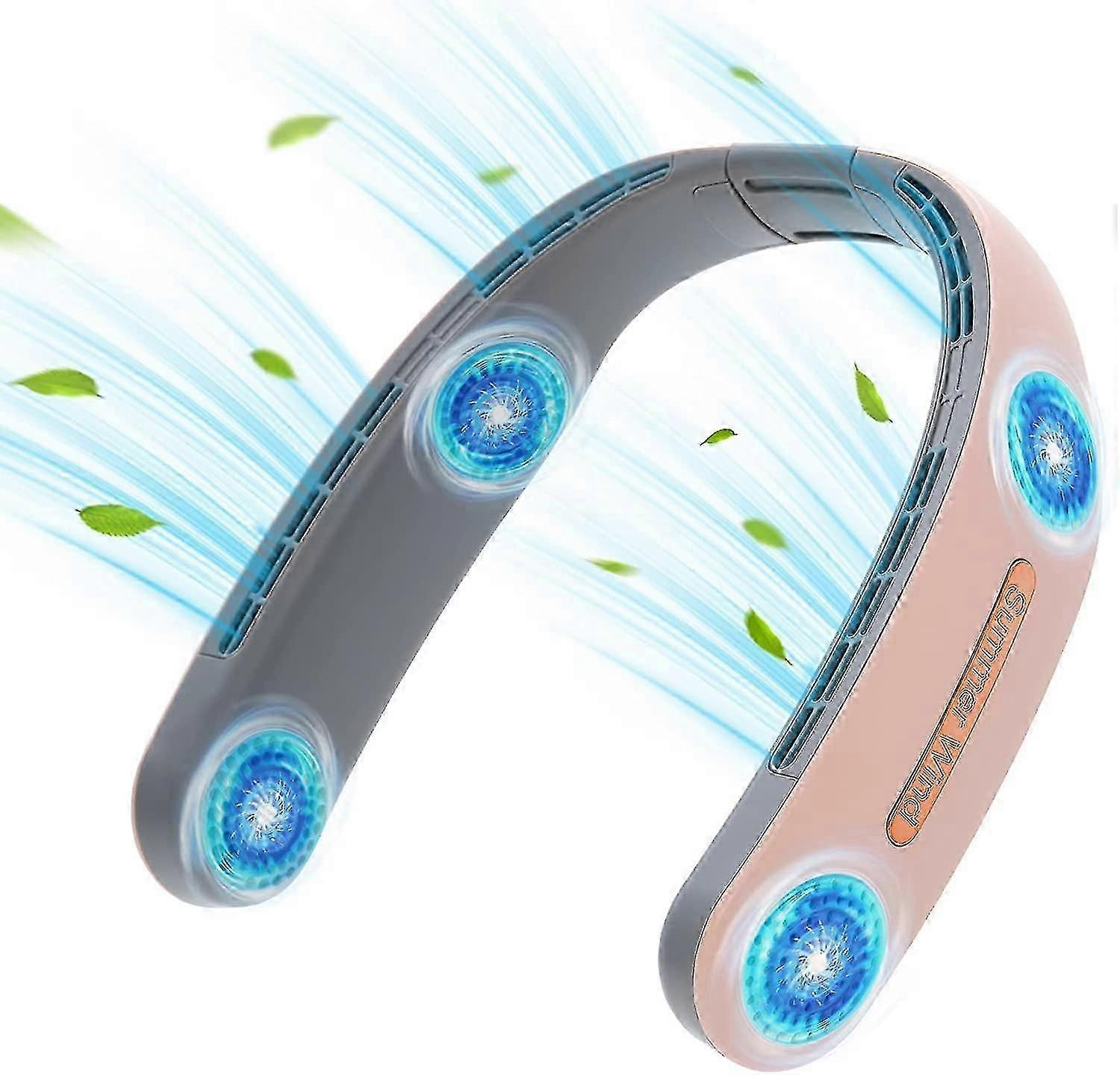 Ventilatore da collo portatile, 4 potenti ventole indossabili Turbo, ventola personale ricaricabile, ventola a collana di raffreddamento senza lama con 3 velocità regolabili