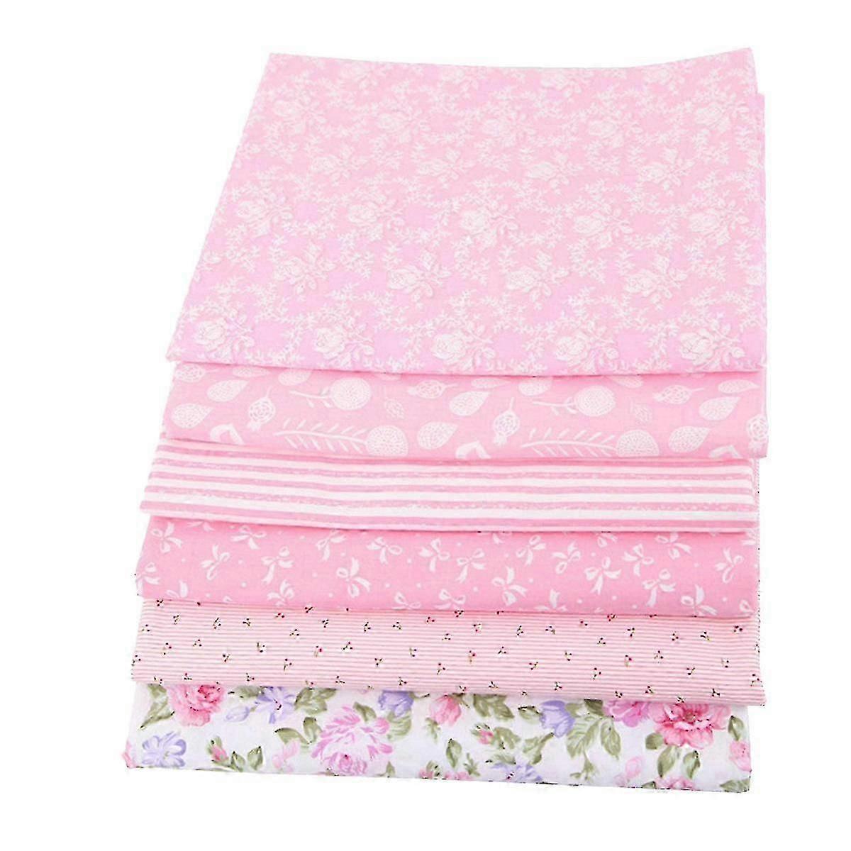 6Pcs Fabric Bundle Patchwork,Sewing Patchwork Beautiful Pattern Cloths for DIY Scrapbooking (Pink)