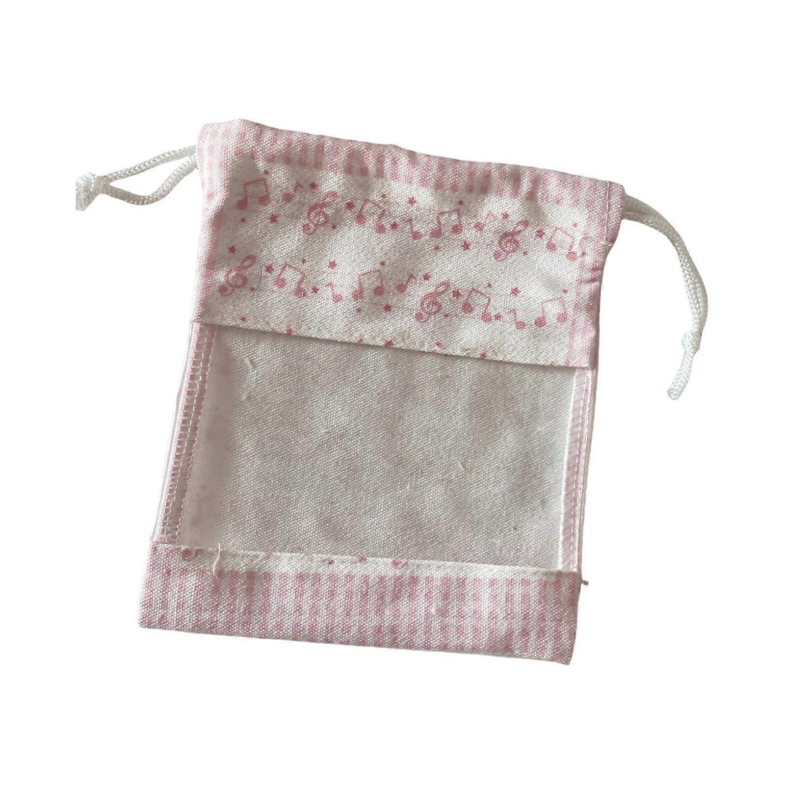 Strawberry Cosmetic Bag Drawstring Makeup Bag Musical Notes Storage Pouch Drawstring Pocket for Travel and Home Use Multicolor