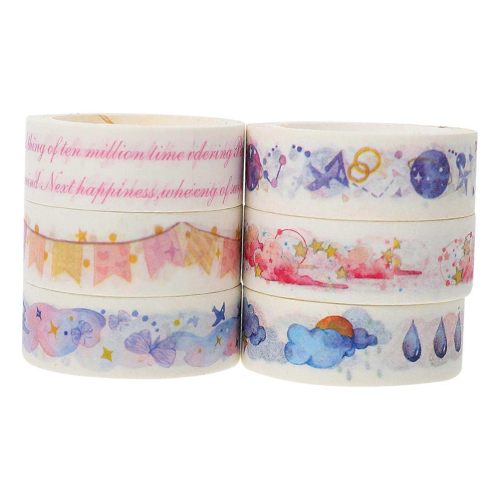 Scrapbook Supplies Stickers Decorative Washi Tapes Stationery Decoration Mixed Style Washi Paper Envelope Decoration 6 Rolls