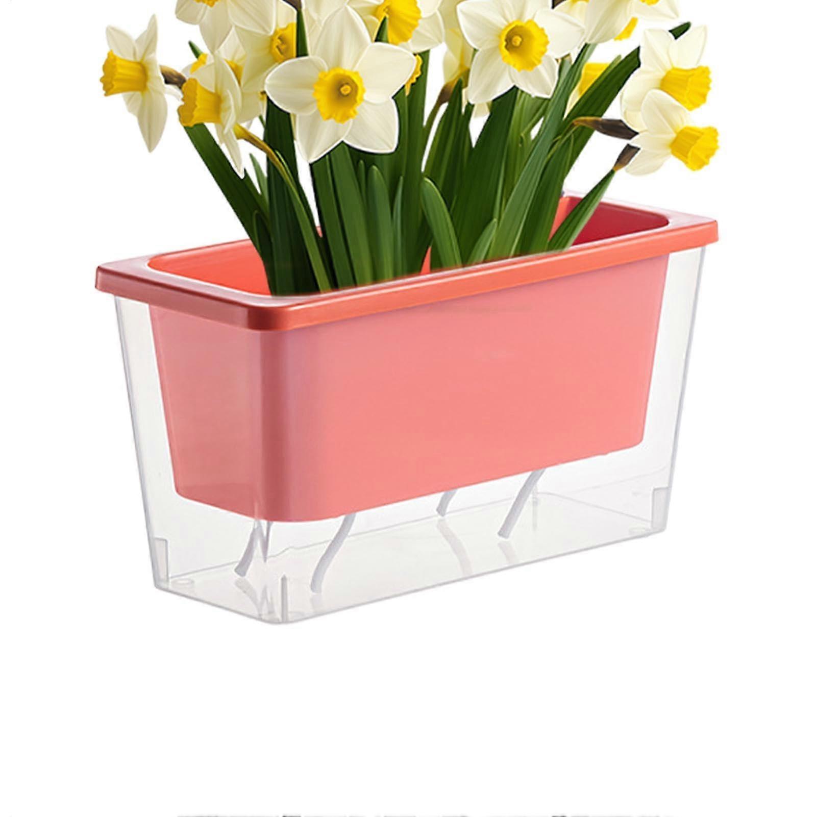 Selfwatering pots for outdoor plants Avoid overwatering rectangular nursery box Pink