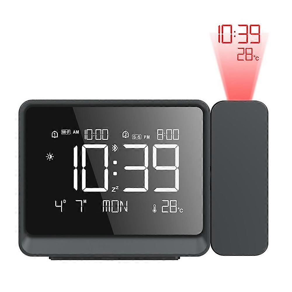 8005A Multifunctional Alarm Clock Bluetooth-Compatible Time Sync Projection Night Light with Temperature Display