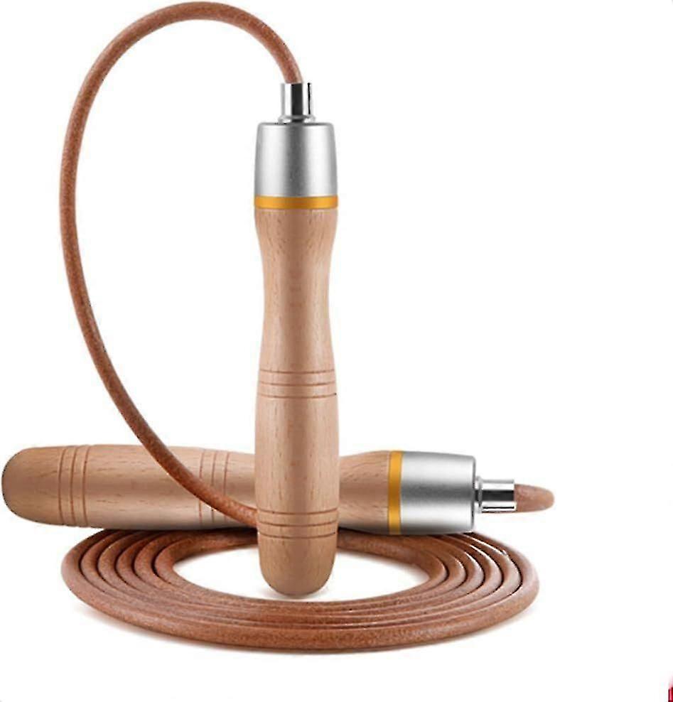 Trähandtag Läder Kullager Hopprep - 10ft