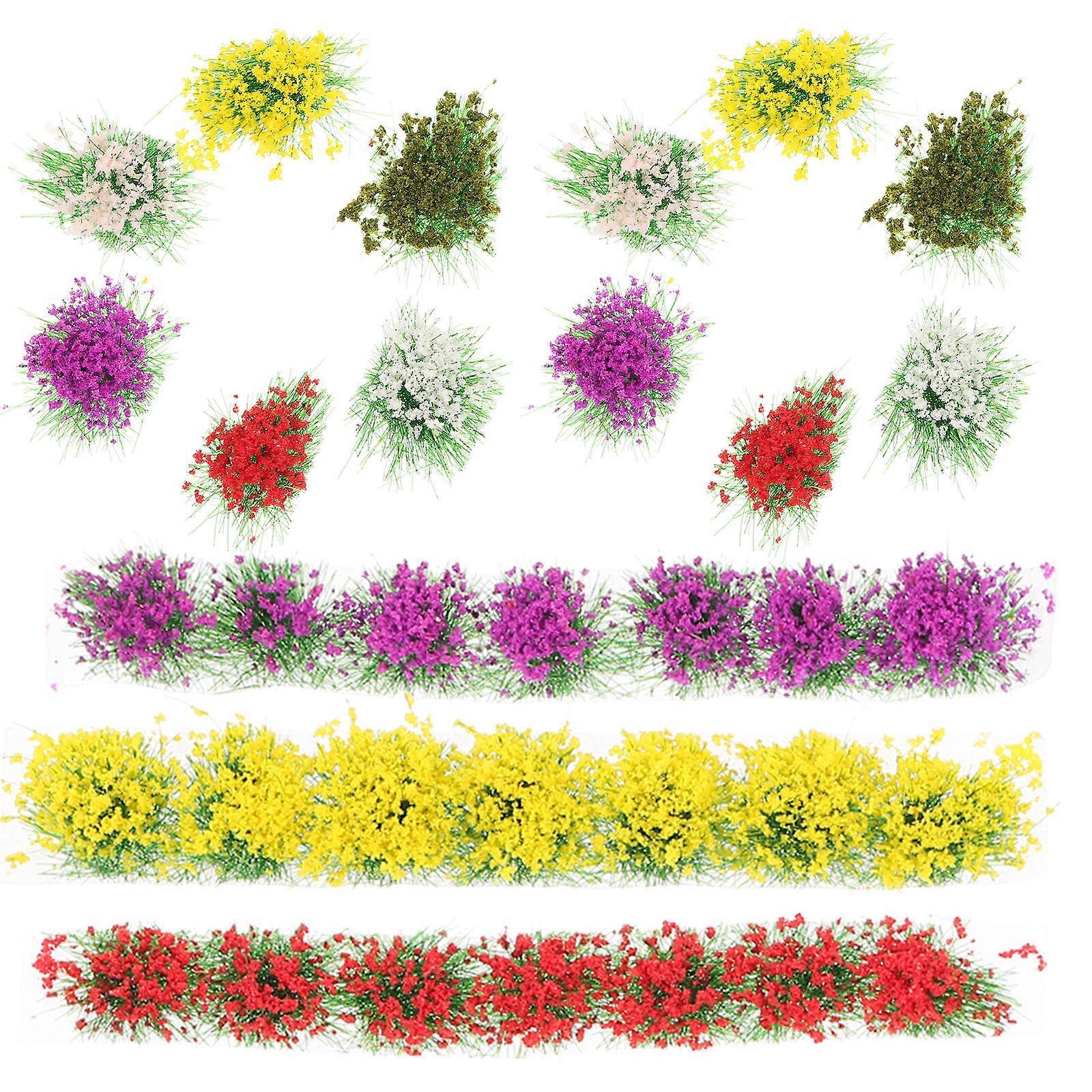 6 Boxes Miniature Flower Clusters & Grass Tufts for Sand Table Models, DIY Micro Landscapes, Train Layouts & Scenes – Realistic Simulated Vegetation