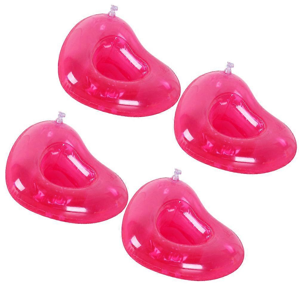 Inflatable Cup Holder Pink Heart Shape PVC for Pool Beach Stable Drink Placement 4Set