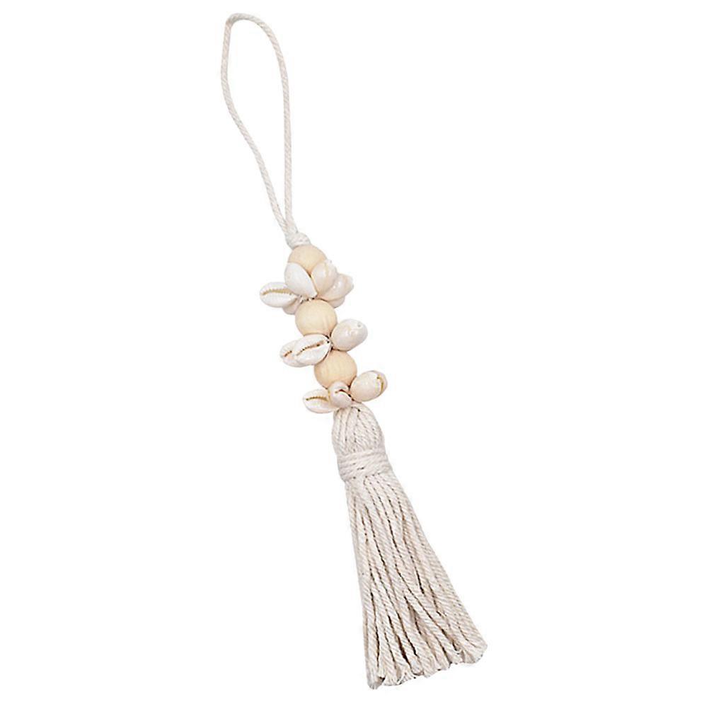 Wood Beads Tassel Pendant for Decorating with Shell and Cotton Thread
