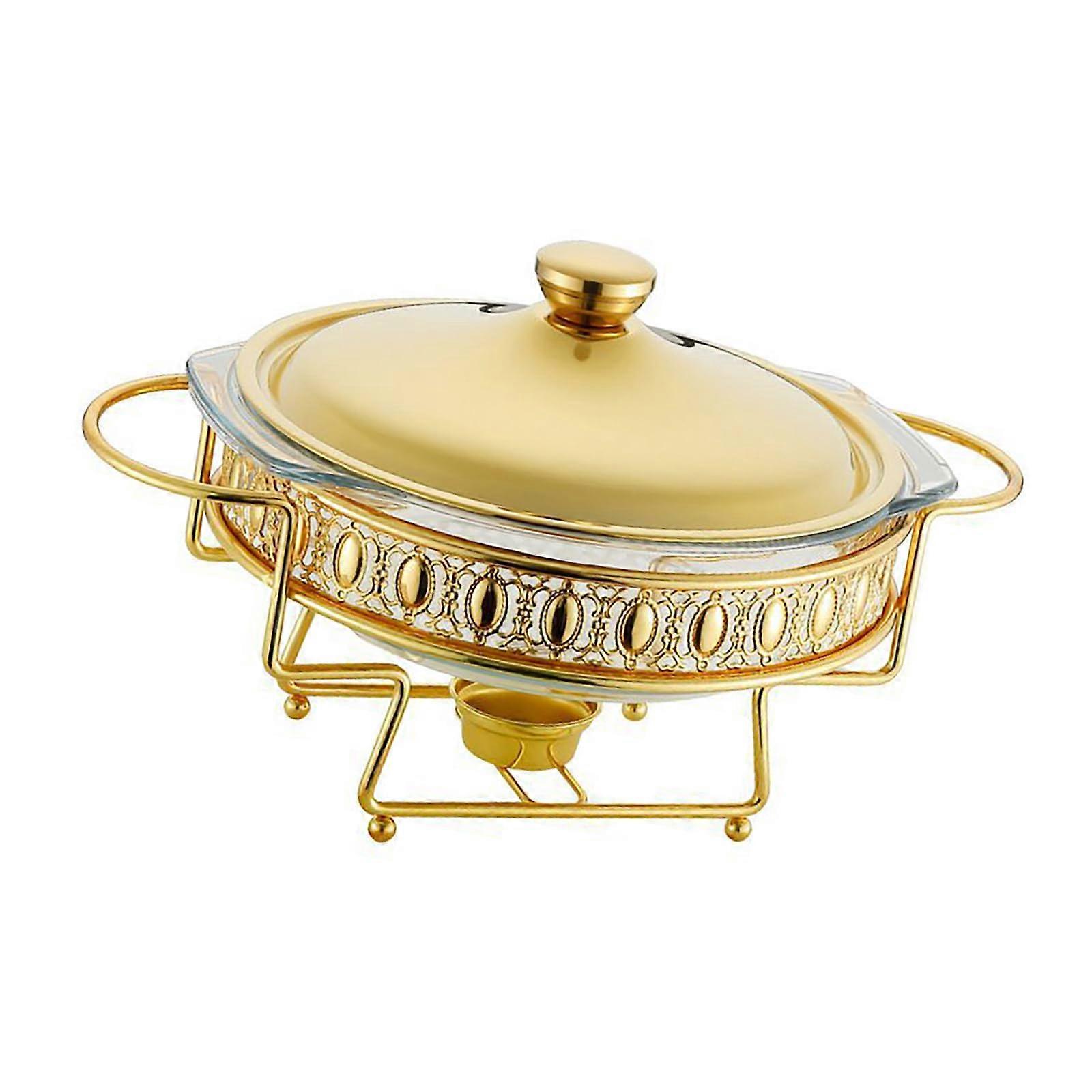 2.0 L Glass Thermal Server Round Gold Keeps Meals Warm Thermostatic
