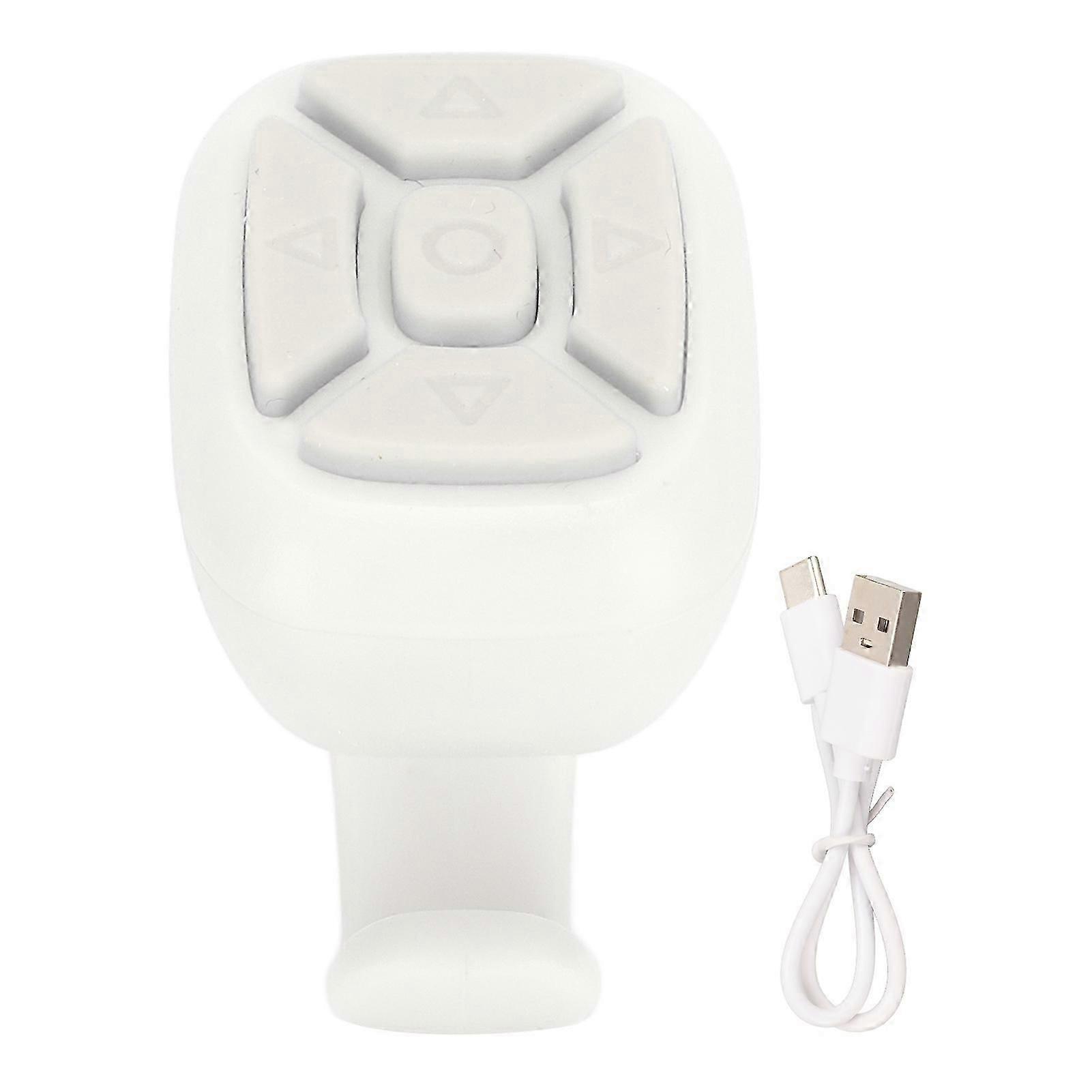 Phone Remote Shutter Multifunctional Remote Control for Smartphone Tablet Turning Pages Shooting Volume Adjust Pause Playback White