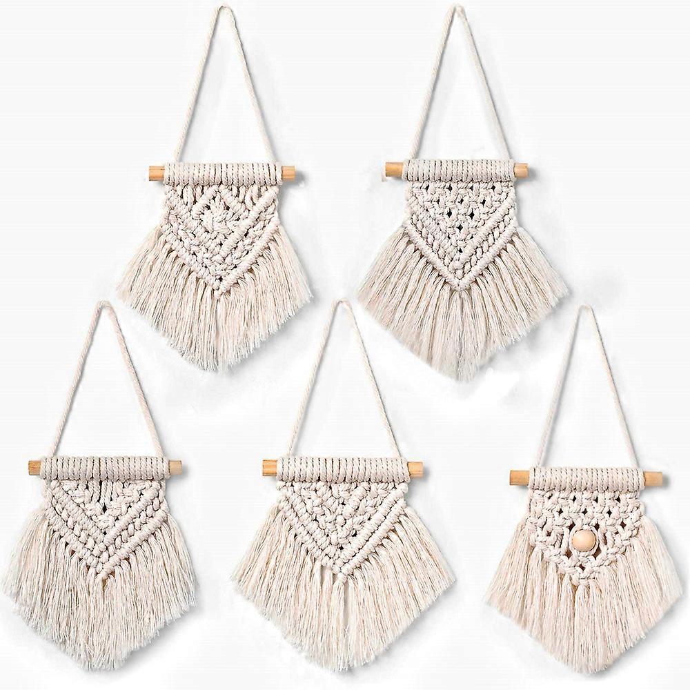Pieces Macrame Wall Hanging Mini Macrame Wall Decoration Macrame Woven Wall Hanging Tapestry Woven Wall Decor with Macrame