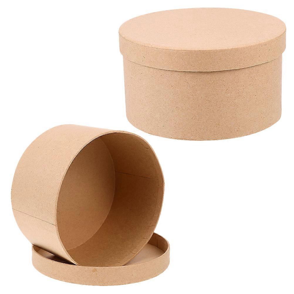 2pcs Round Kraft Paper Gift Boxes for Cookies, Candy, Flowers, Bridesmaid Proposals, Birthday & Festival Storage – DIY Present Packaging