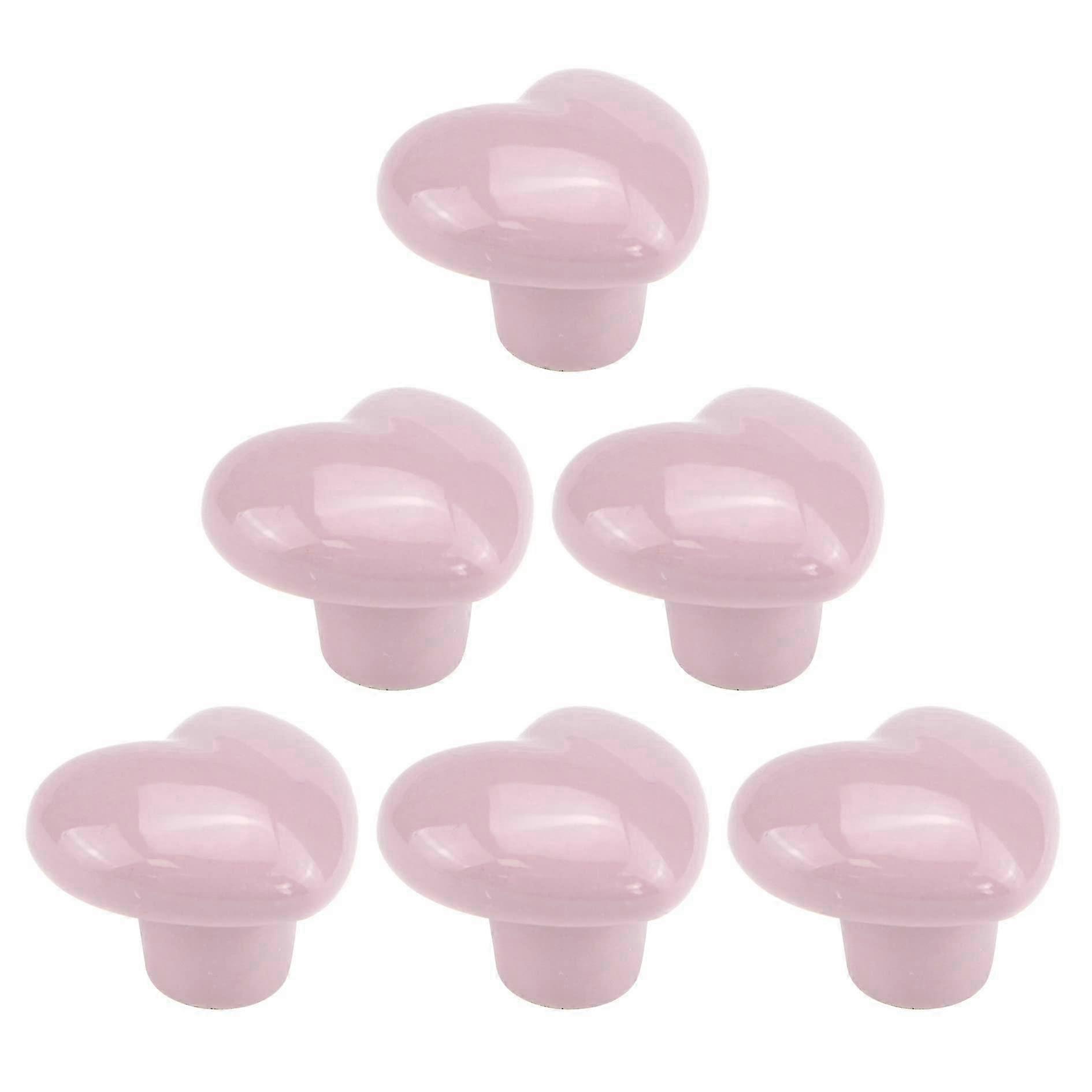 6 Pack Ceramic Heart Shape Cabinet Knobs Glossy Ceramic Pulls Handle Cupboard Door Knobs Wardrobe Drawer Knobs, Light Pink 2025