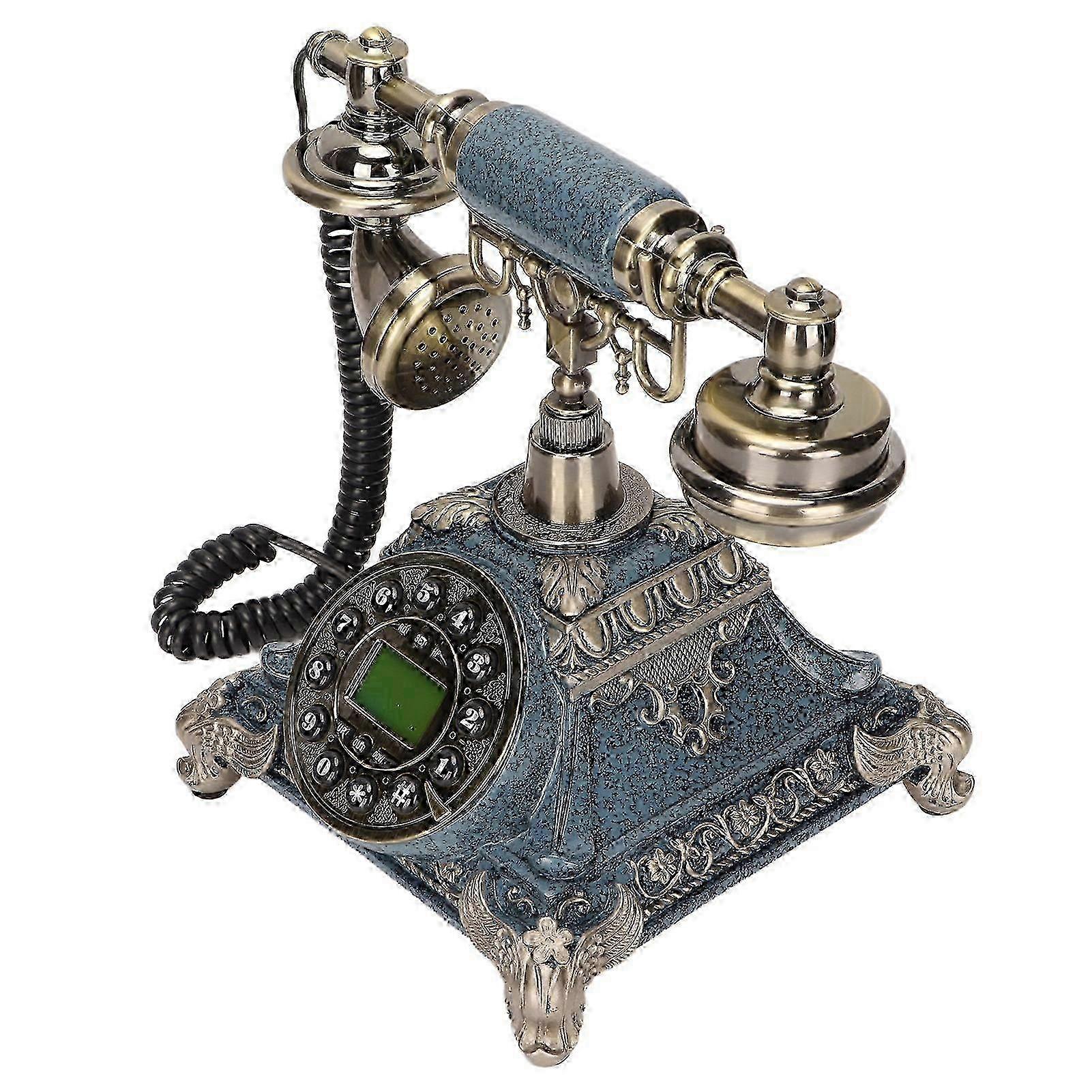 Vintage Style Antique Telephone with Backlight Display, FSK/DTMF Features, Calendar, Date, Clock and Week Functionality