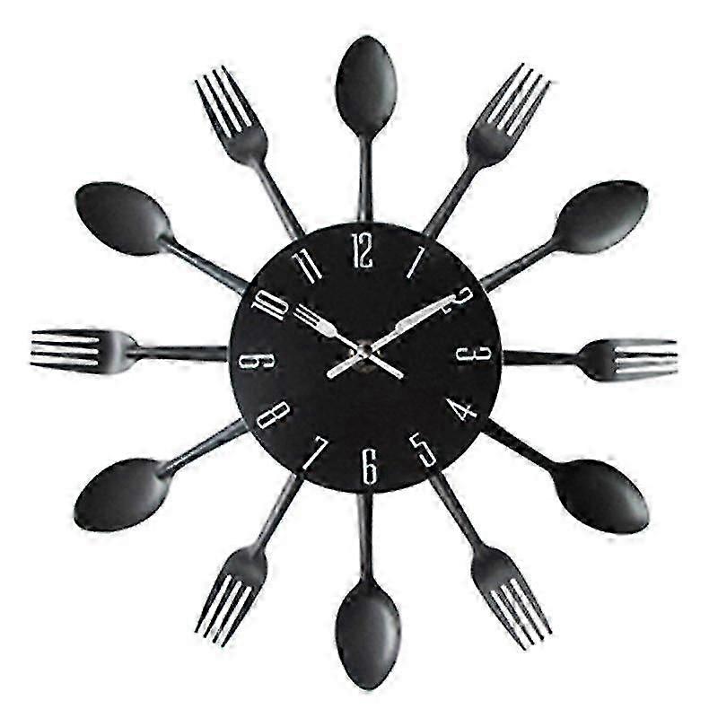 Stylish Cutlery Set with Knife, Fork, and Spoons - Quartz Analog Wall Clock for Home and Office Decoration
