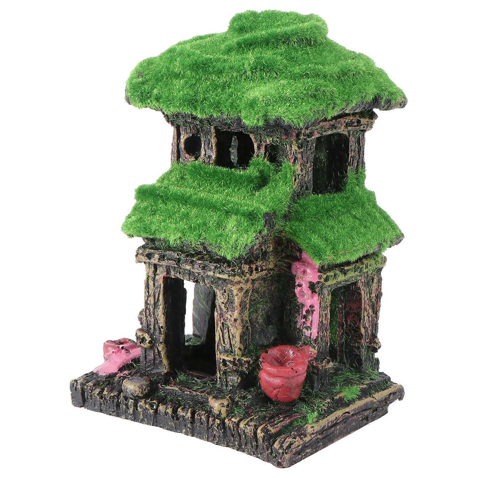 Akvaryumlar İçin Ev Reçine Süsleme Pavilion Şekli Balık Meraklıları Sualtı Manzara 1Pcs