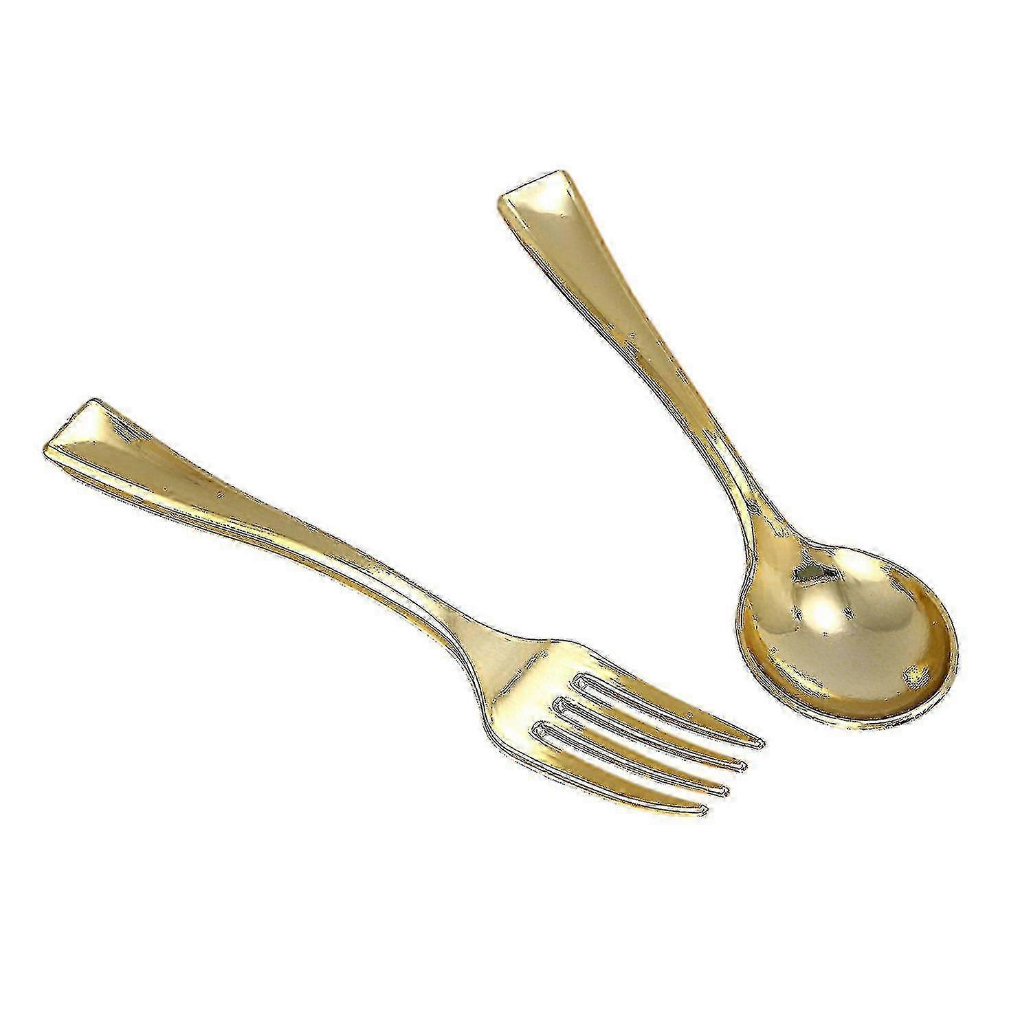 144pcsプラスチック使い捨て可能な金のスプーンおよび72pcsの党Eのための小さい金のコーヒーのデザートのケーキのフォークは