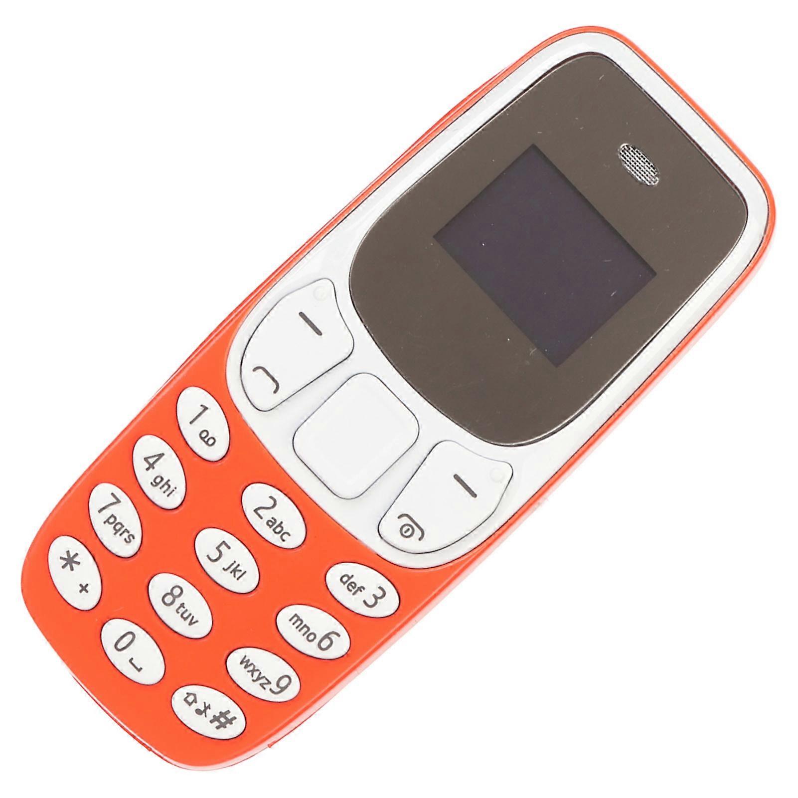 Worlds Smallest Phone Hands Free Bluetooth Dialer Dual SIM Card Unlocked GSM 2 in 1 Mini Mobile Phone Orange 