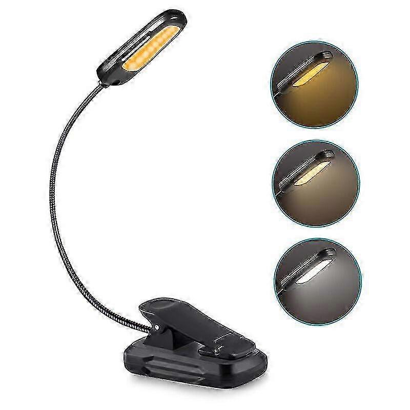 USB Rechargeable 9 LED Book Light with 3 Brightness Modes and 3 Color Temperatures, 360 Flexible Neck Clamp Lamp